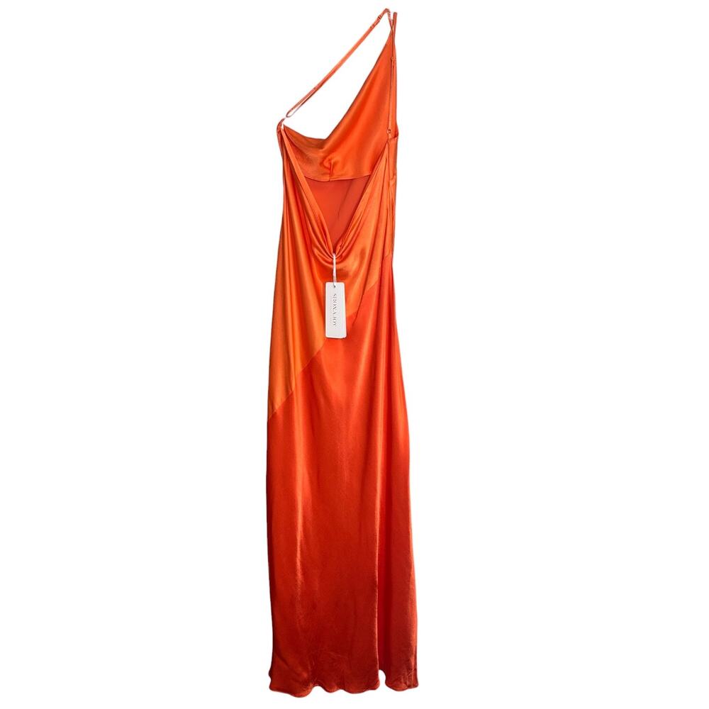 Shona Joy NWT 'Mia' Contrast One Shoulder Maxi Dress, Red, Orange 8 US, 12 AUS - Picture 3 of 11
